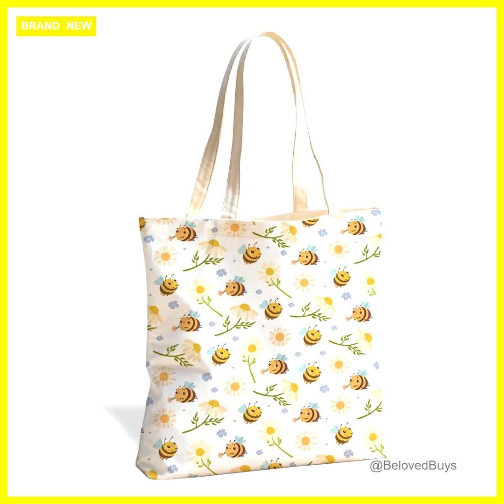 Vintage Print Canvas Tote Bag for Women, Everyday Shoulder Bag
